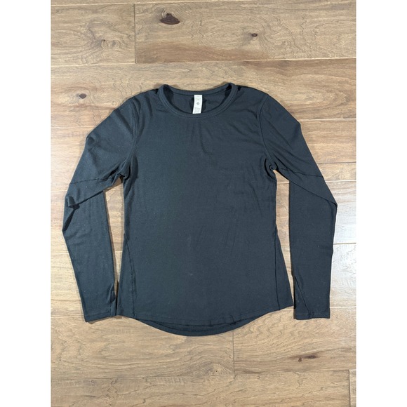Lululemon Tops - Lululemon Ribbed Long Sleeve Top Black Crew Neck Modal Blend‎ Size 10 LW3FTFS